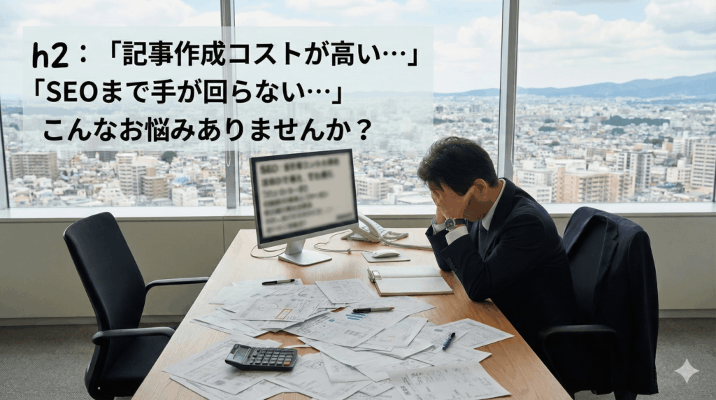 「記事作成コストが高い…」「SEOまで手が回らない…」こんなお悩みありませんか？